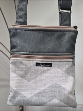 Echoes in the Attic Gray Vegan Leather Crossbody Zipster Bag